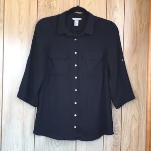 H&M Black Button Down Blouse